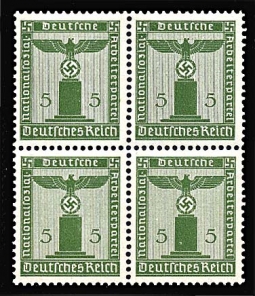 GE 5 PF. 1942 Official Nazi Emblem Stamp Block